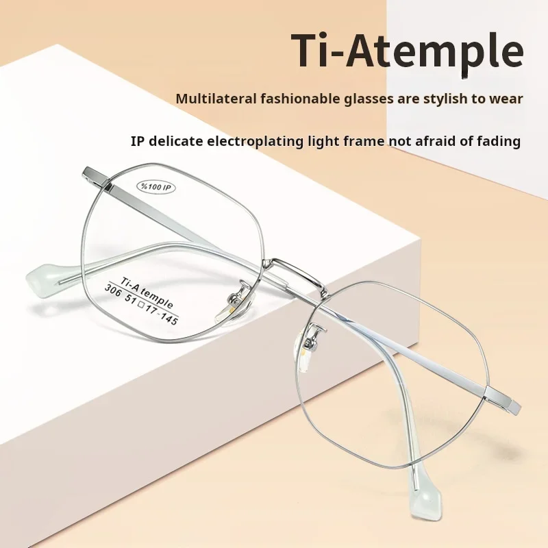 OLLYMURS موضة التيتانيوم الرجعية إطارات النظارات البصرية خفيفة مريحة صغيرة مضلع النظارات وصفة طبية النظارات 306