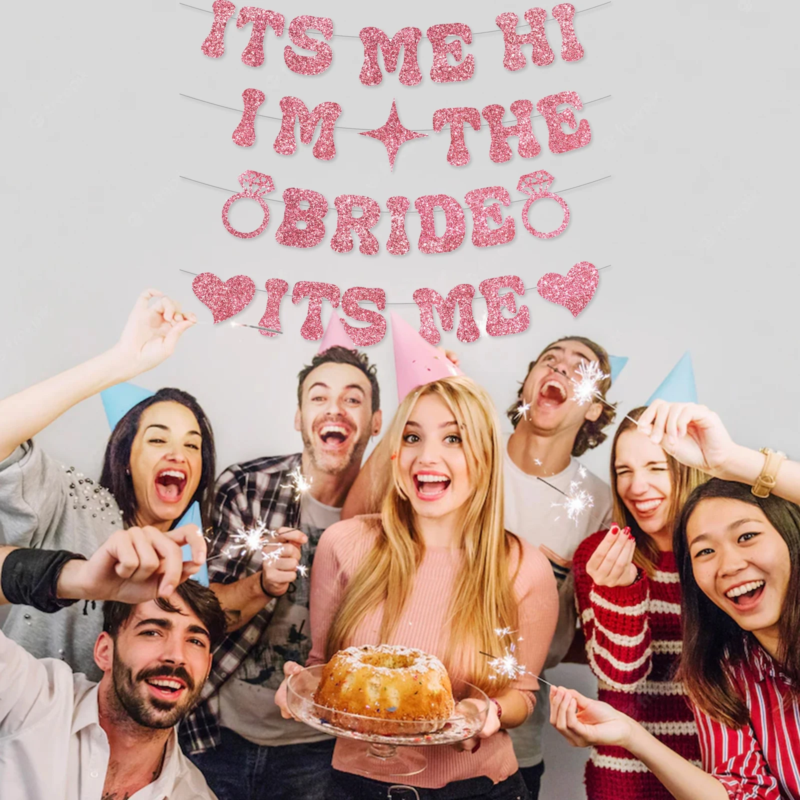Glitter Bachelorette Party Decorations, Rose Gold Its Me Hi Im the Bride Its Me Bachelorette Party Banner, Bride Banner