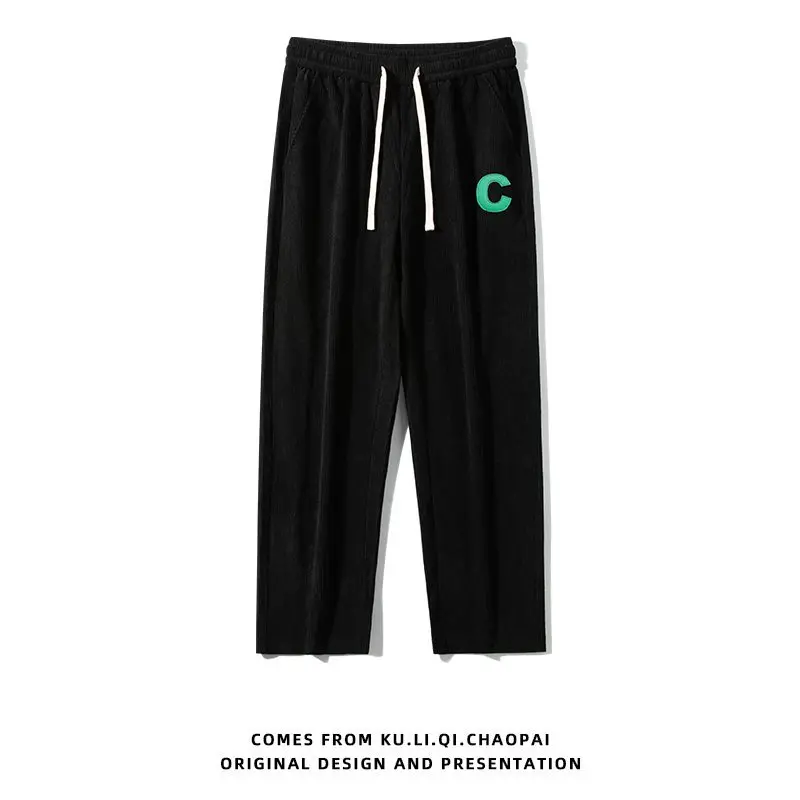 

Мужские вельветовые брюки белого цвета 907P30 из полиэфирного волокна, прямого кроя, на средней талии, для повседневной носки весной и летом