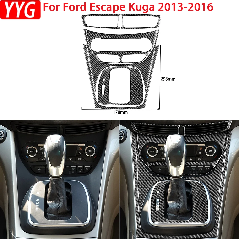 

Аксессуары из углеродного волокна для Ford Escape Kuga 2013, 2014, 2015, 2016, аксессуары для салона автомобиля, коробка передач, Центральная панель выходного воздуха, декоративная наклейка