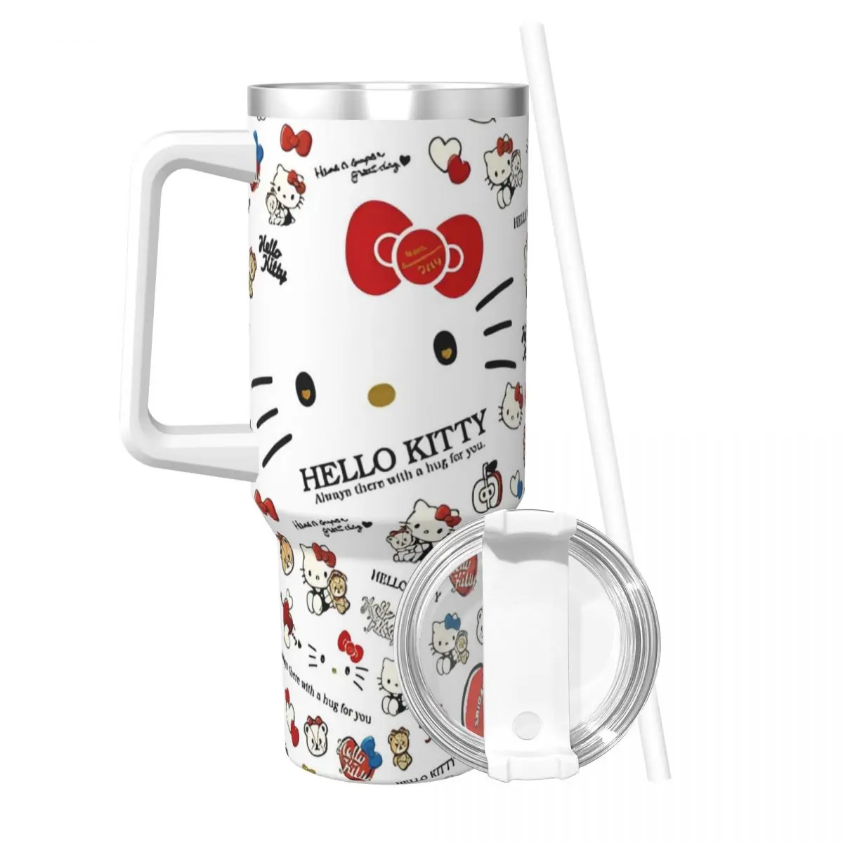 Stainless Steel Tumbler Hello Kitty Coffee Mug Heat Preservation Cold Drink Car Mugs Beach Custom Water Bottle