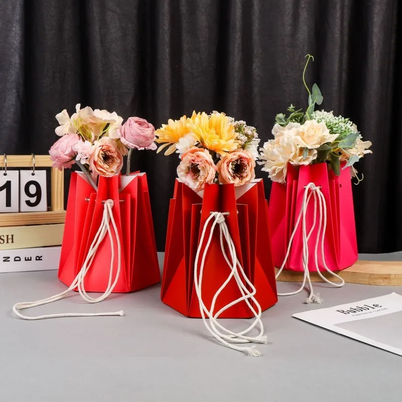 Handmade Flower Bag Versatile Korean Flower Bag Rose Bouquet Bag Waterproof For Hotel Lobby Birthday Party Gift Shop