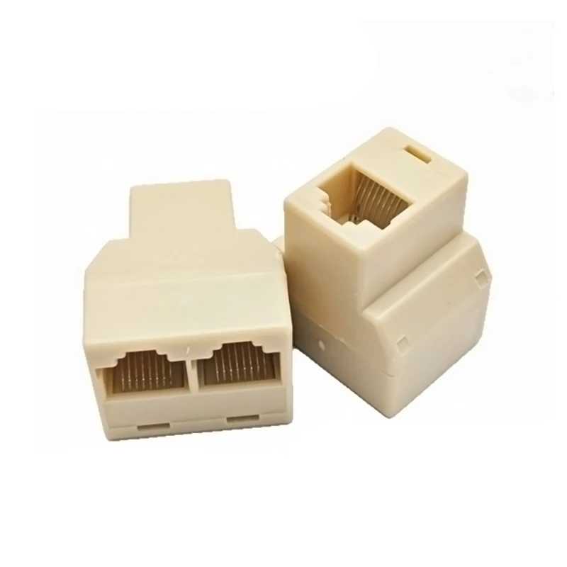 2Pcs RJ45 1 to 2 Splitter Dual Female Port CAT5 CAT6 Ethernet LAN Network Cable Connector