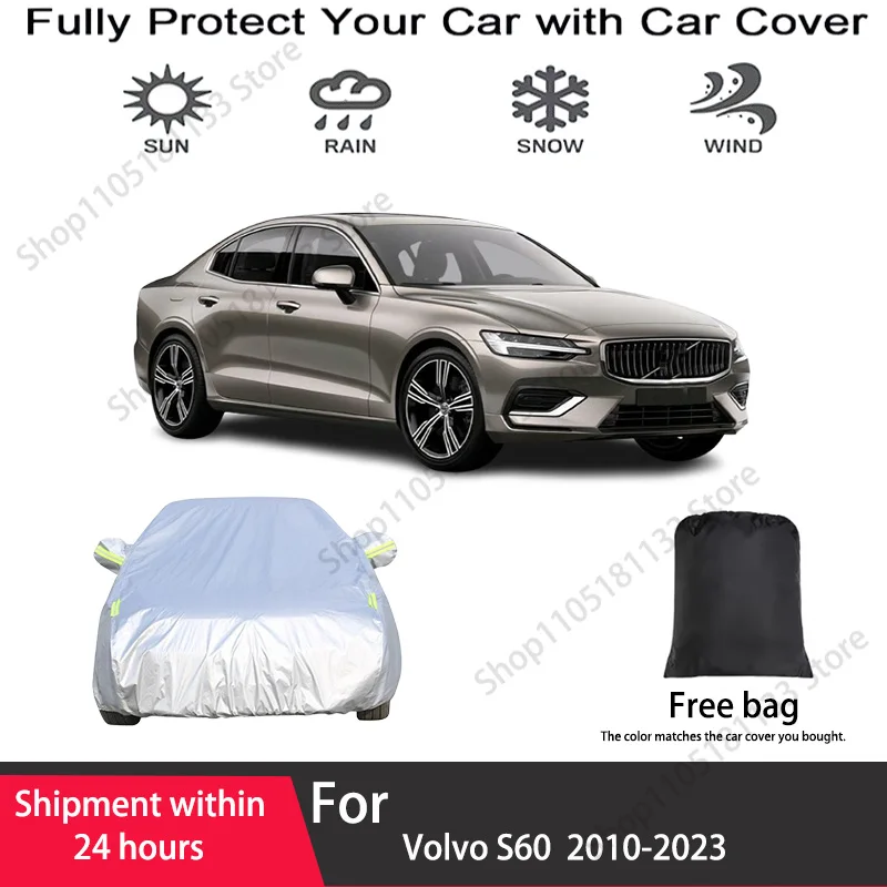 For Volvo S60 Car Cover Custom Fit 2010-2023 Waterproof Windproof All Season Heavy Duty Protection Outdoor Indoor Use