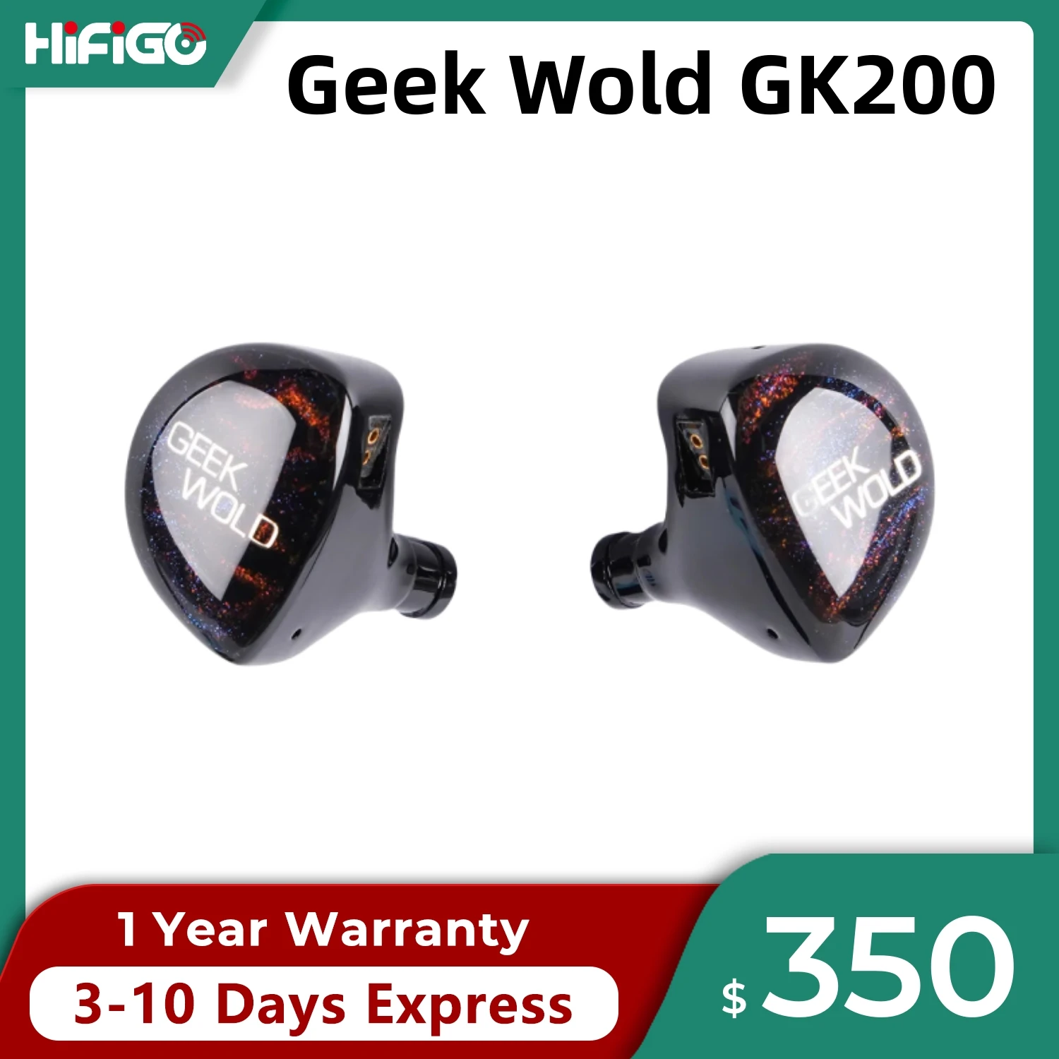 New Geek Wold GK200 IEMs 6BA+2DD+2PZT Hybrid Driver In-ear monitor Earphones HiFi Audiophile Headphone Music Headset HiFiGo