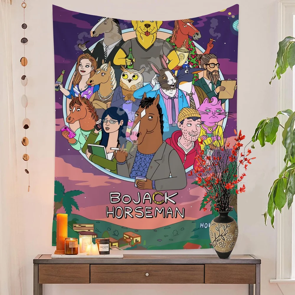 1PC Anime B-BoJack H-Horsemans Tapestry Printed Large Wall Tapestry Art Science Fiction Room Home Decor Decor Blanket