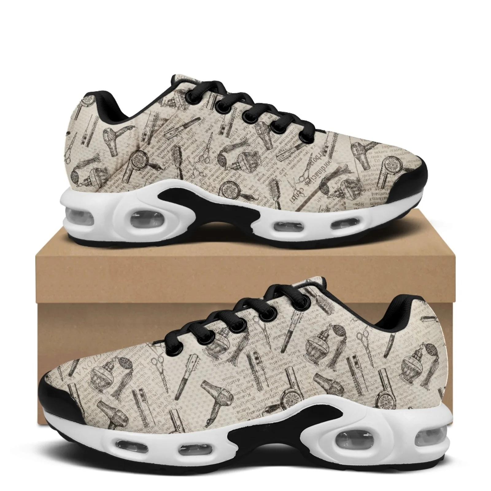PENSTROLL Barber Tool Sketch Lace-up Sneakers Mesh Mesh Walking Shoes Modern Athletic Sneakers for Basketball