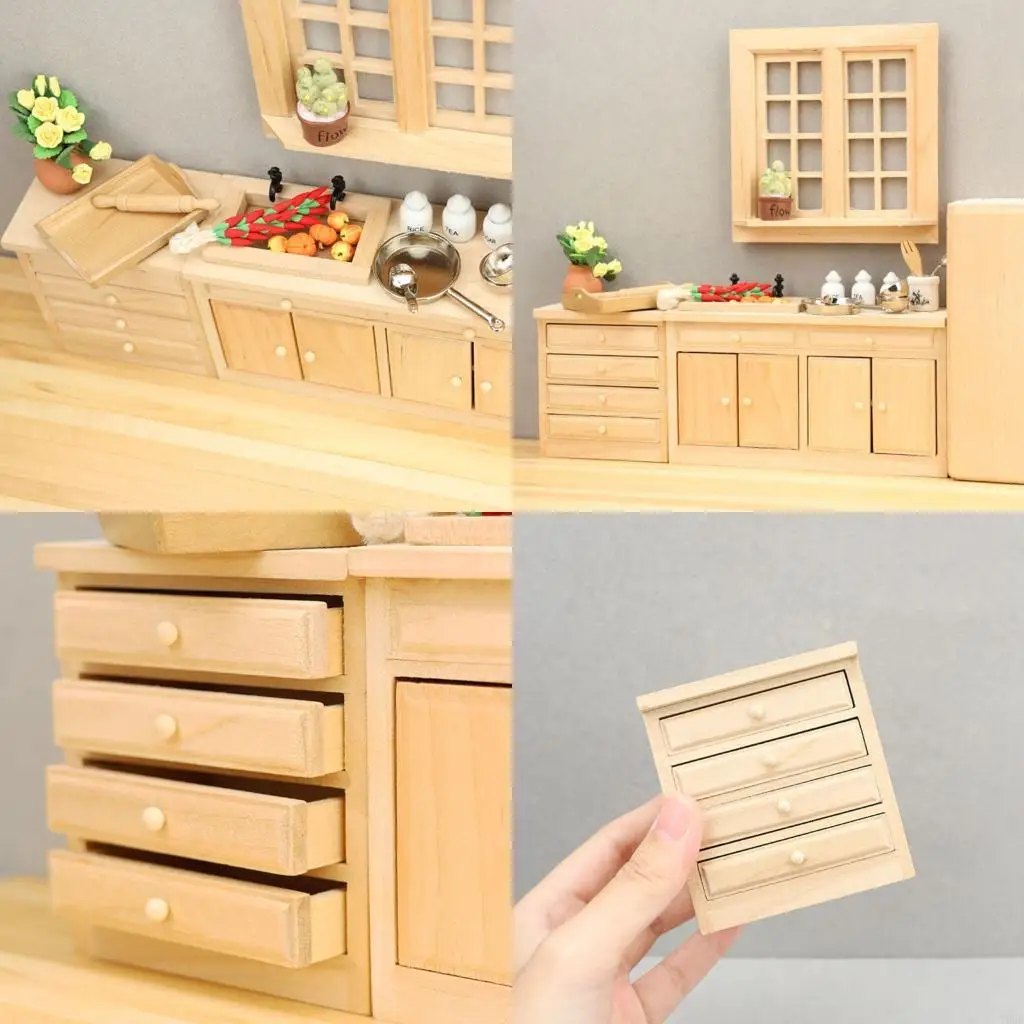 

76HF 1/12 Kitchen Sink Cabinet with Functional Drawer Miniature Furniture Model