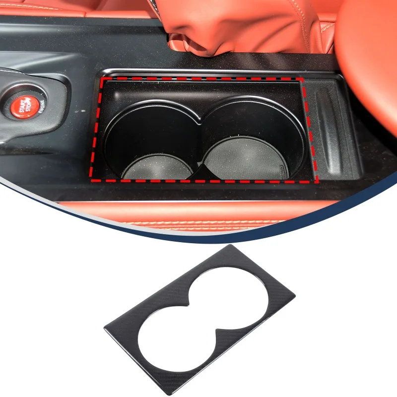 

For 2008-2016 Nissan GT-R R35 Center Console Cup Holder Frame Trim Sticker Real Carbon Fiber Car Accessories