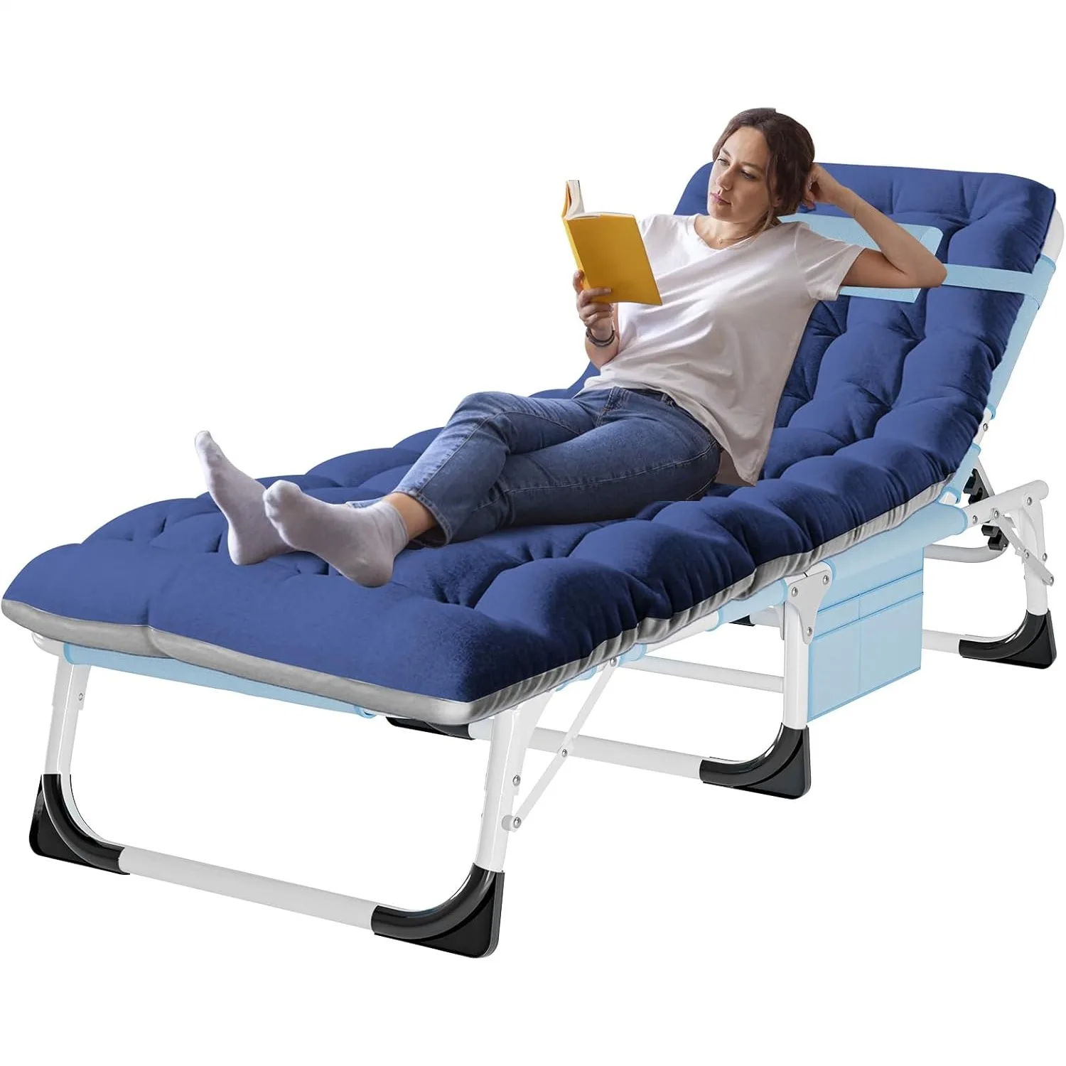 

Heavy Duty Tanning Chair with Face Hole, 5-Position Folding Chaise Lounge for Outdoor Sunbathing Poolside Patio