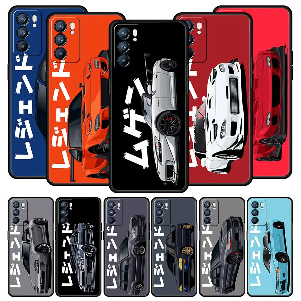 JDM Tokyo Drift Sports Car Phone Case For Oppo Find X5 A54 A53 A52 A9 2020 A15 A95 A76 A74 A12 Reno7 SE Reno6 Pro Plus 5G Cover