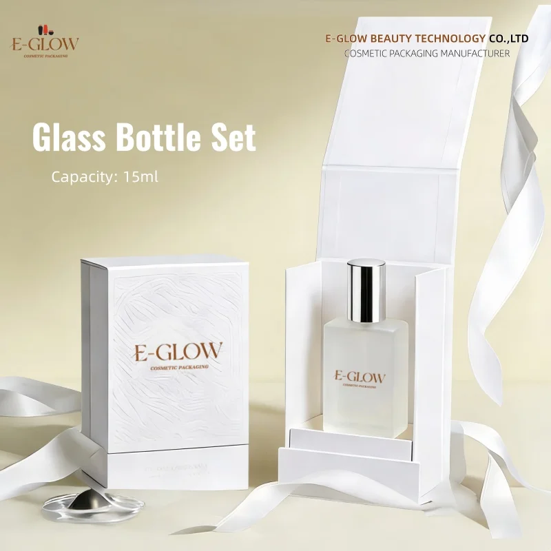 

【Логотип на заказ】100 шт., индивидуальная бутылка из матового стекла 15 мл, распылительная крышка, косметический контейнер для ухода за кожей, упаковочный контейнер