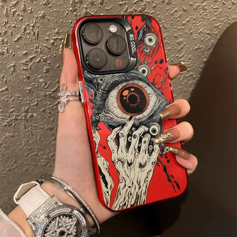 Cool Dark Red Devil Eye Case For iphone 16 15 14 13 PRO MAX 11 12 13 PRO XR 7 8 PLUS 2020 Shockproof Trendy INS Back Phone Cover