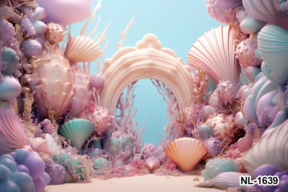 Fondo de fotografía de concha de verano para niños, fondos de algas marinas, Océano, estrella de mar, decoración de fiesta de cumpleaños de bebé, pastel Smash