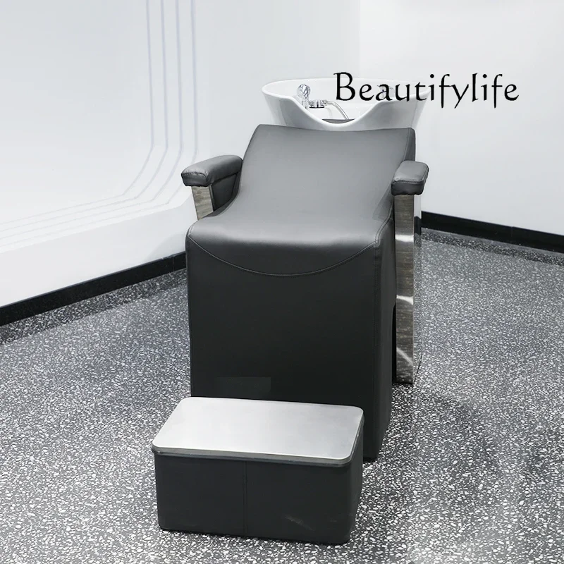

Barber Shop Shampoo Chair Hair Salon Simple Ceramic Basin Lying Half Flushing Bed for Hair Salon