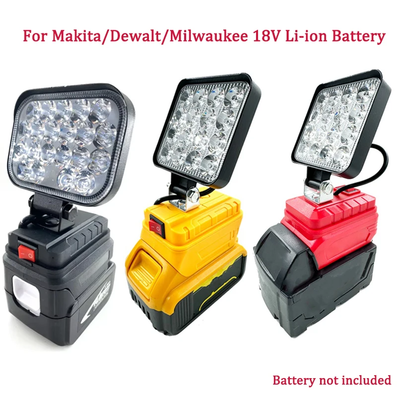 NEW LED Work Light For Makita/DeWalt/Milwaukee/Bosch 18V Li-ion Battery Wireless Camping Lamp Emergency Flood Light Flashlight