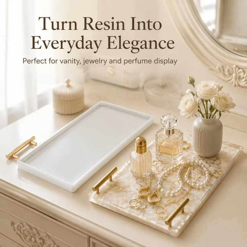 Resin Silicone Moulds, 2D Flat Plate Large Size Deep Type Silicone Tray Moulds With Handles For Rectangular Resin Casting, Deep Resin Casting Mould For DIY Dinner Plates, Dressing Table Storage Boxes, Coffee Table Ornaments And Home Storage Items view 7
