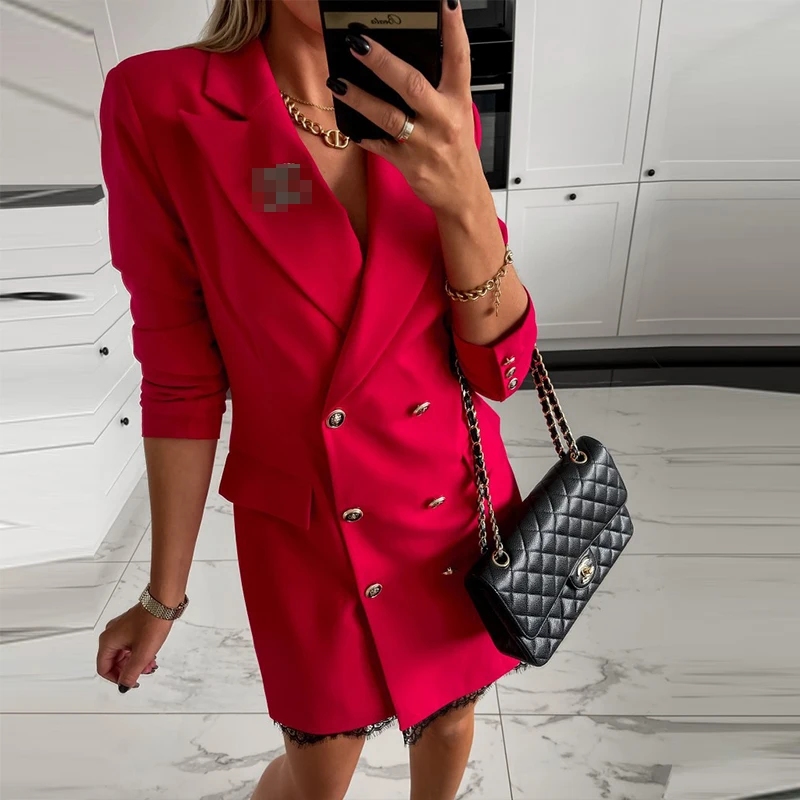 Elegant Office Lady Tie Belt Irregular Suit Dress Fashion Wrap V Neck Sexy Mini Dress Women Long Sleeve Solid Blazer Party Dress