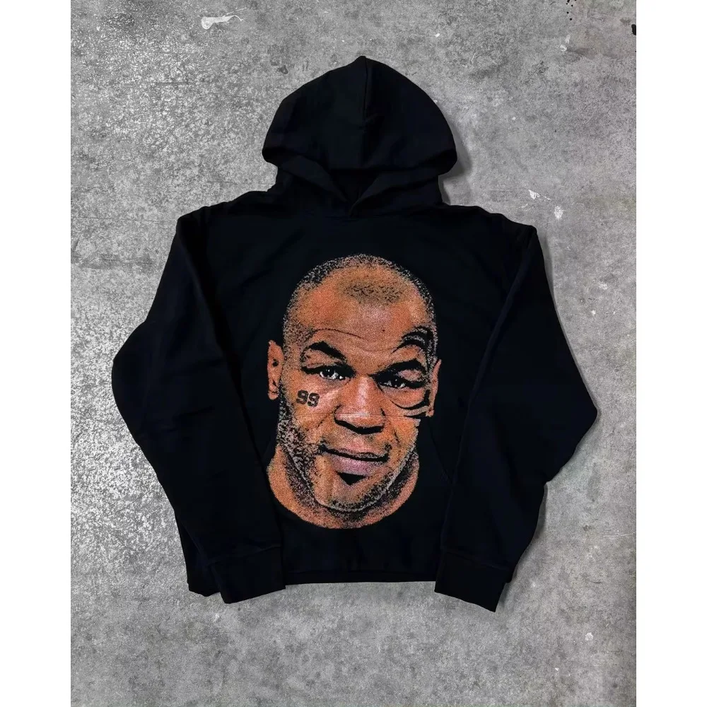 2024 New TYSON Oversized Hoodie Streetwear Y2k Hip Hop Graphic Print Hoodie Sweatshirt Mens Rock Gothic Pullover Hoodie Clothes