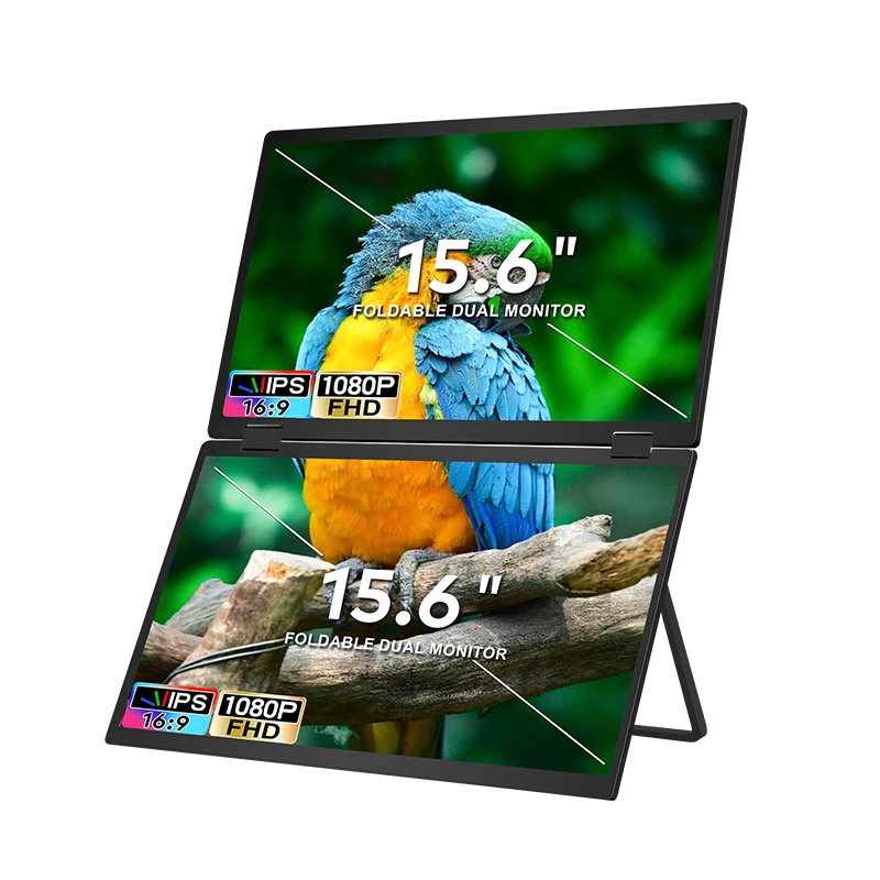 High Quality 15.6 Inch Portable Monitor Foldable Dual-Screen Lightweight Monitor for Laptop Multi-Tasking Plug and Play