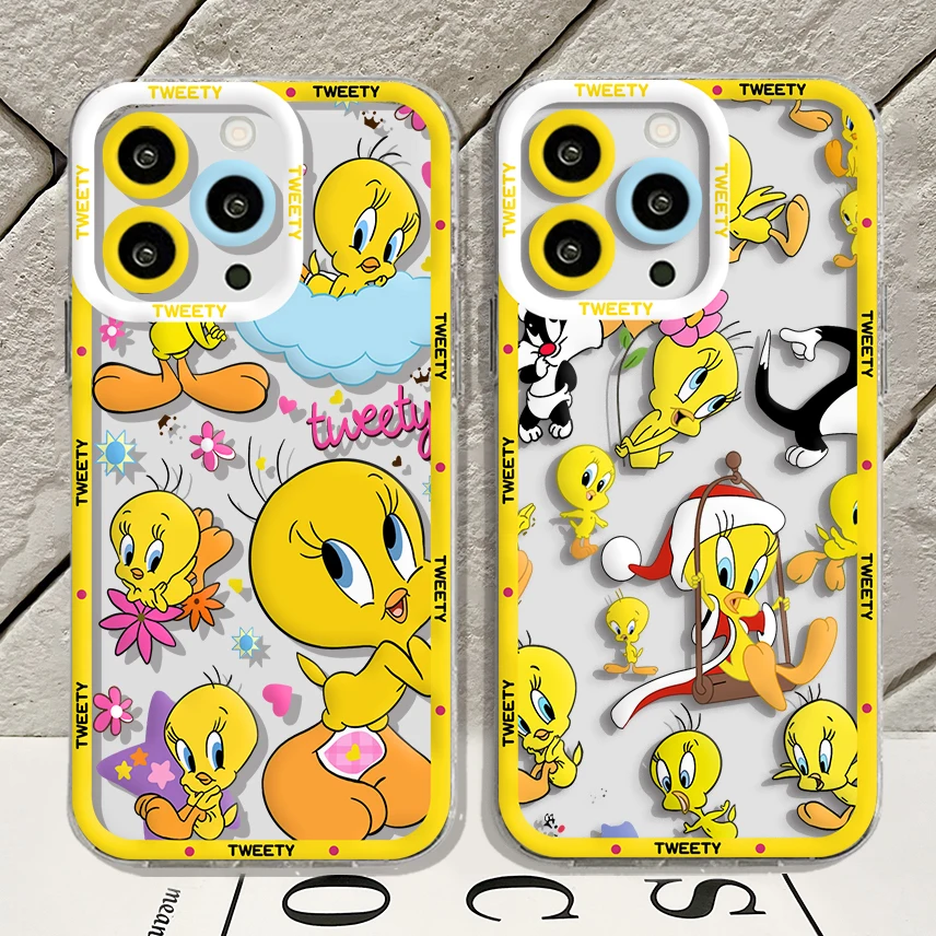 Cute Cartoon T-Tweetys Phone Case For Samsung S24 S23 S22 S21 S20 S10 FE Note20 Note10 Plus Ultra Lite 5G Clear Soft TPU Cover