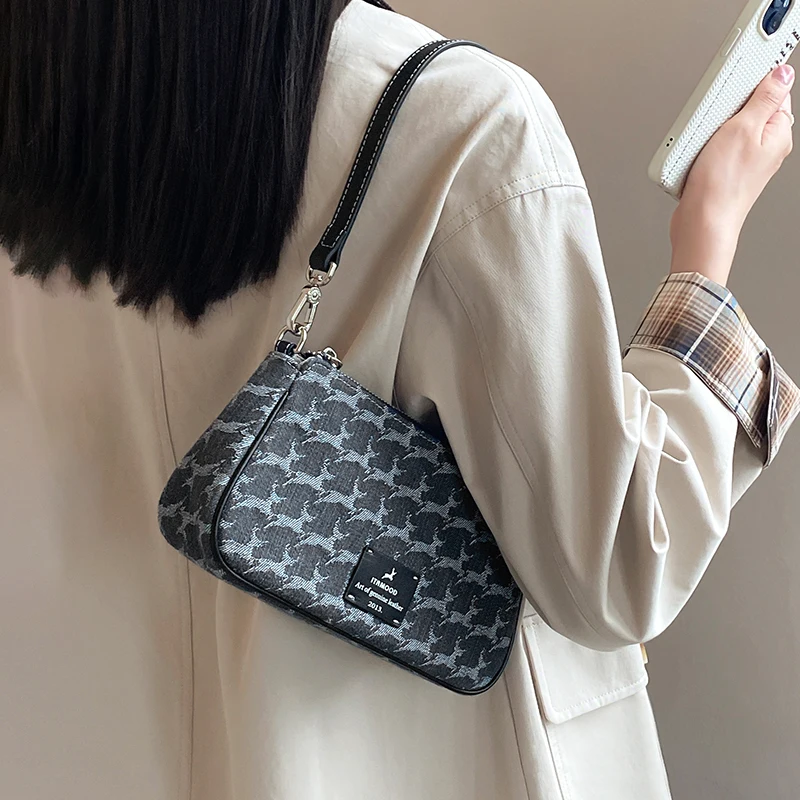 

ITAMOOD Underarm Bag 2025 New Women's Retro Luxury Original Designer Denim Underarm Bag Shoulder Crossbody Handbag for Commute