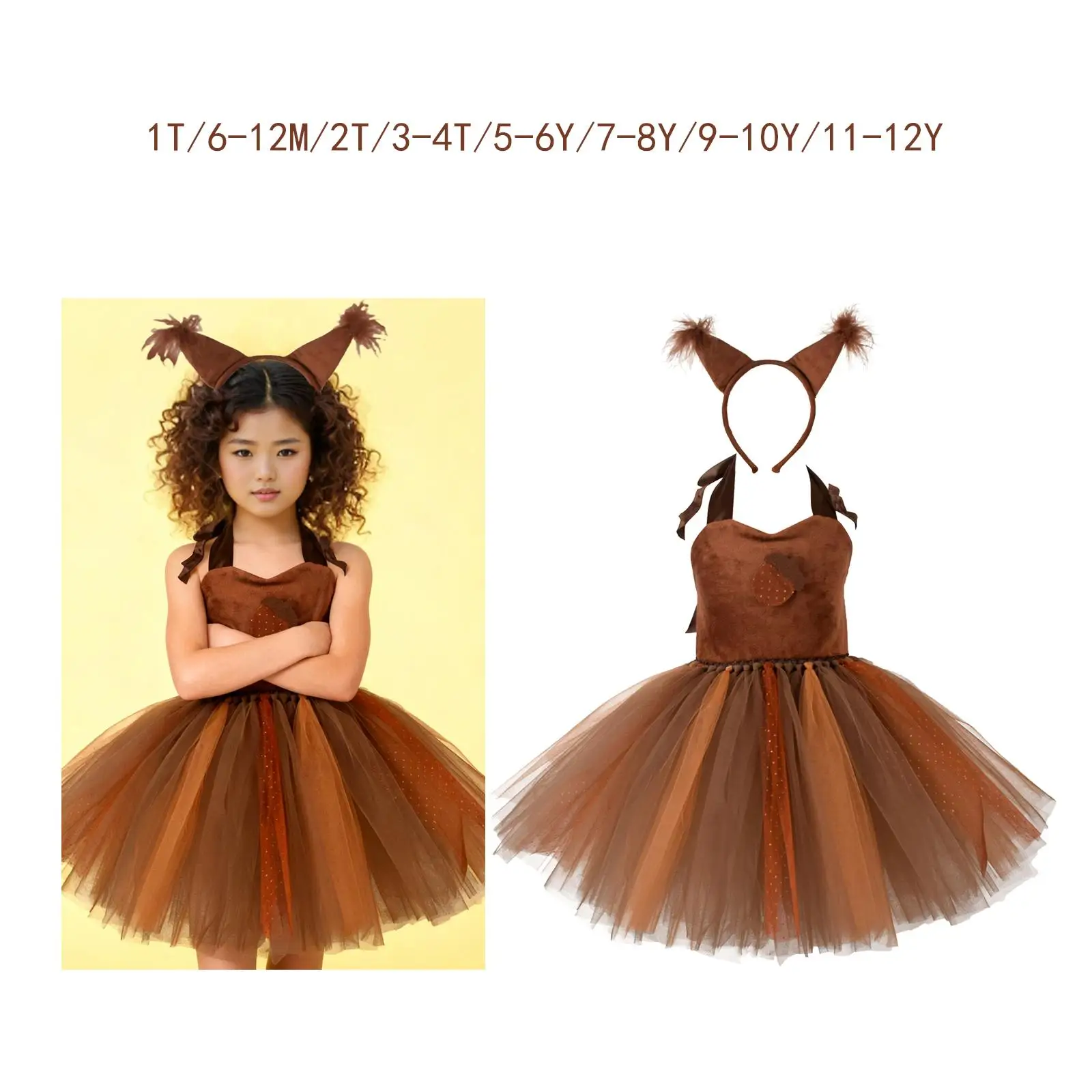 

Squirrel Themed Girls' Tutu Dress for Christmas Multipurpose Animal Costume