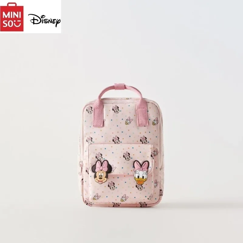 MINISO Disney 2024 New Minnie Mouse Cartoon Children\'s Backpack Mini Animation School Bag Cute Shoulder Bag for Boys and Girls