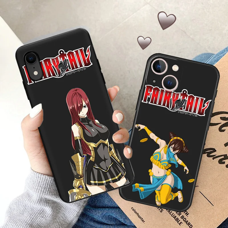 Soft Case for iphone 16 15 Pro Max 14 13 12 Mini 11 7 8 Plus XSMax XR Fairy Tail Erza Scarlet Black Phone Cases 16Plus Cover