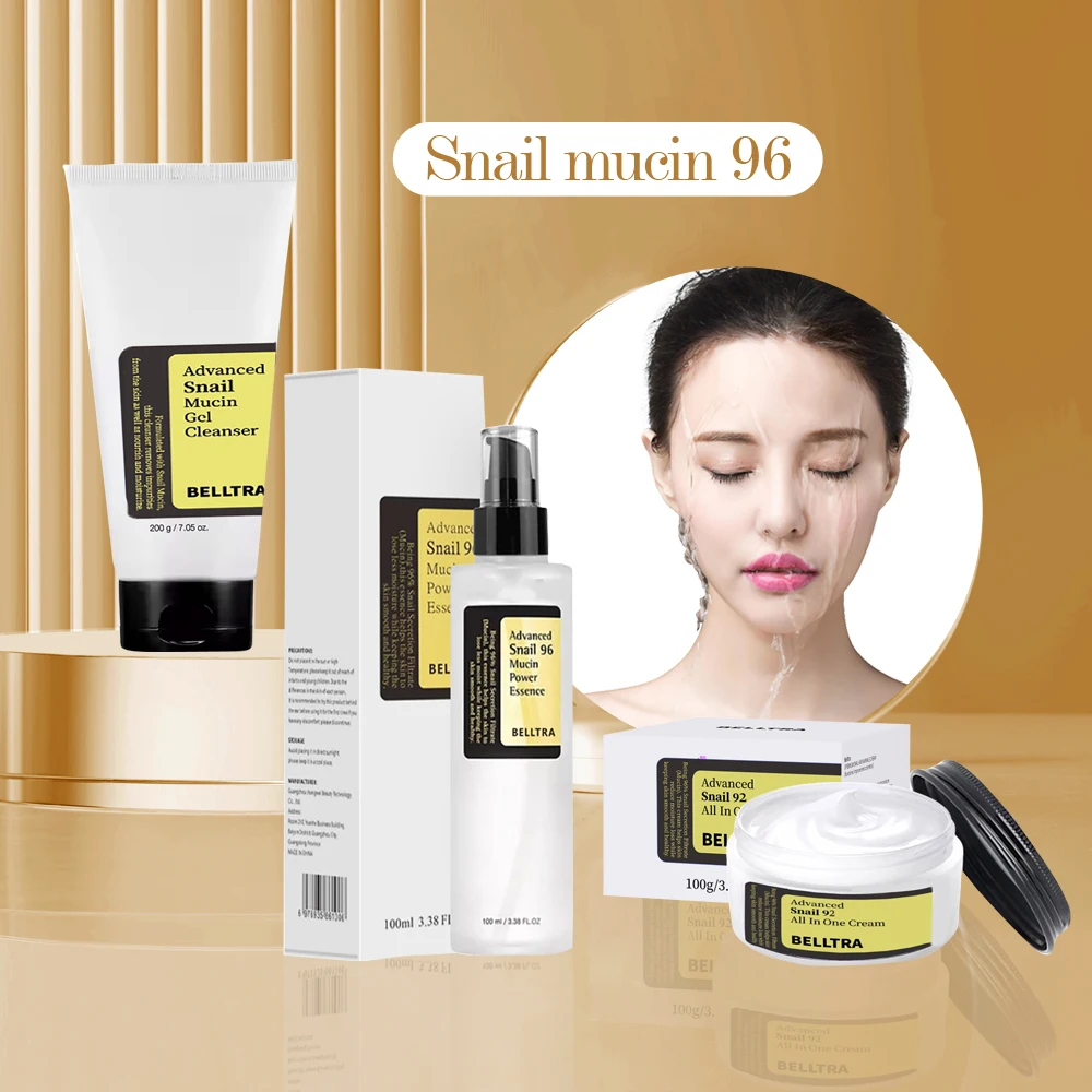 Mucina de caracol 96% esencia para el cuidado de la piel coreana, esencia reparadora de líneas finas que desvanece, brillo de caracol, juego antienvejecimiento reafirmante Facial