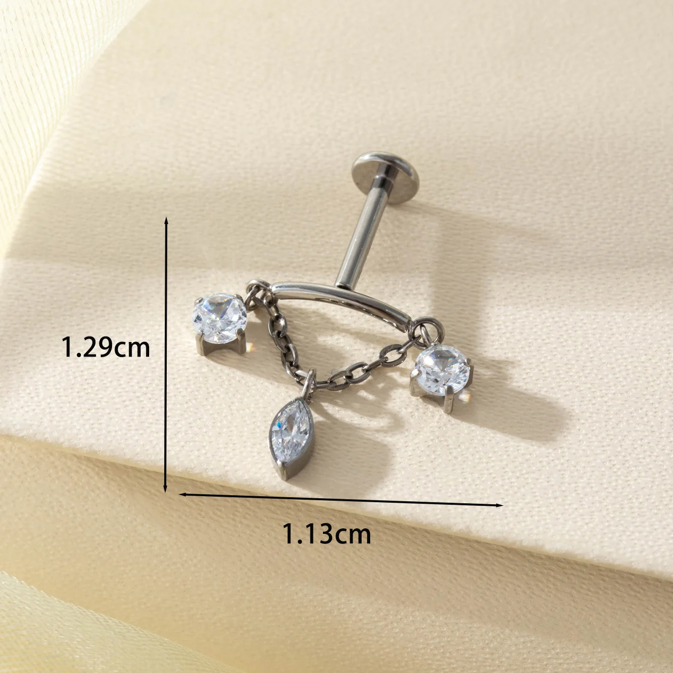 1PC G23 Titanium Threadless Hidden Helix Conch Earring 16G Horse Eye CZ Dangle Cartilage Ear Stud Pin Push In Piercing Jewelry