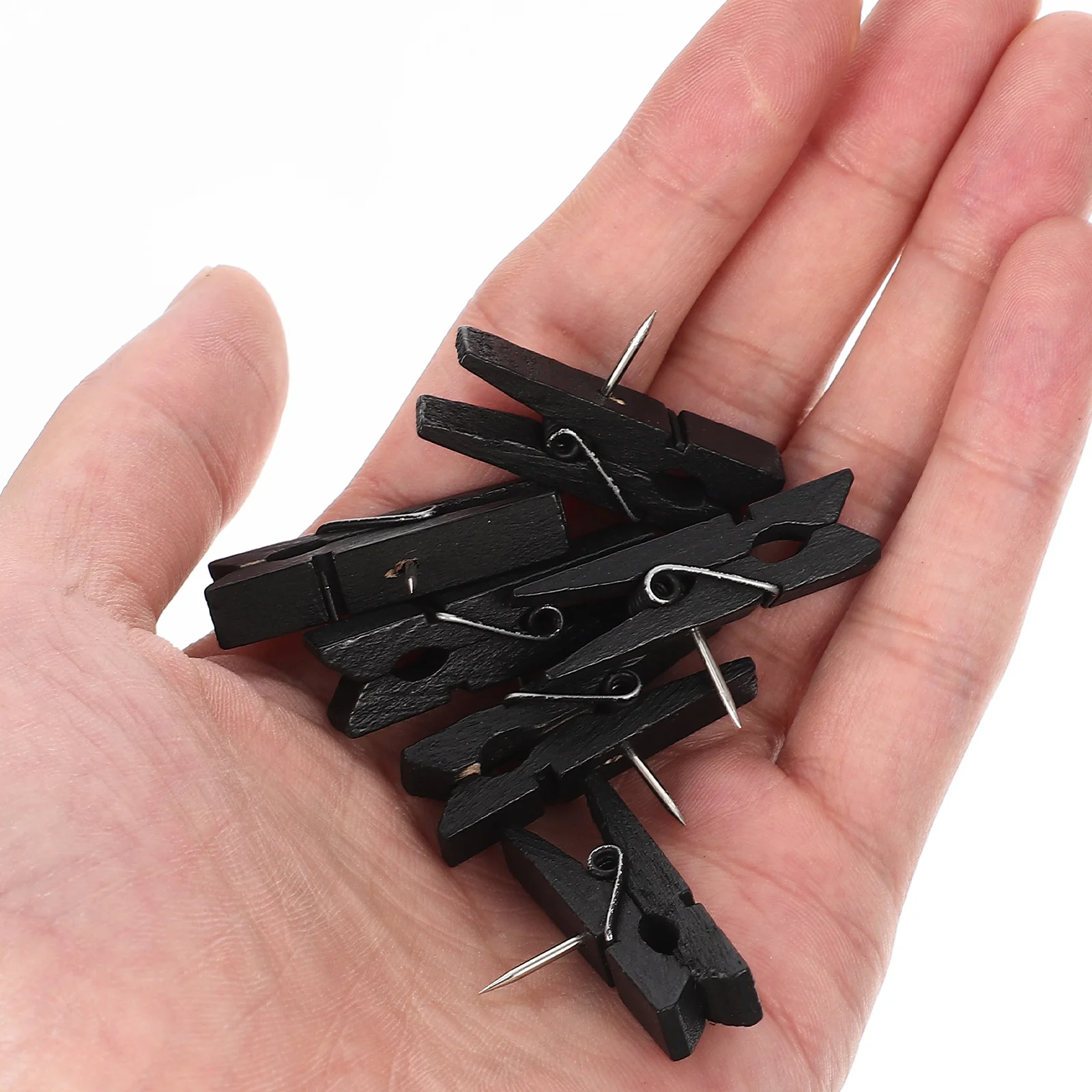 

50 Pcs Message Board Push Pin Clip Small Clips for Photo Clothes Wooden Clothespin Bulk Metal Clothespins Picture Clamps