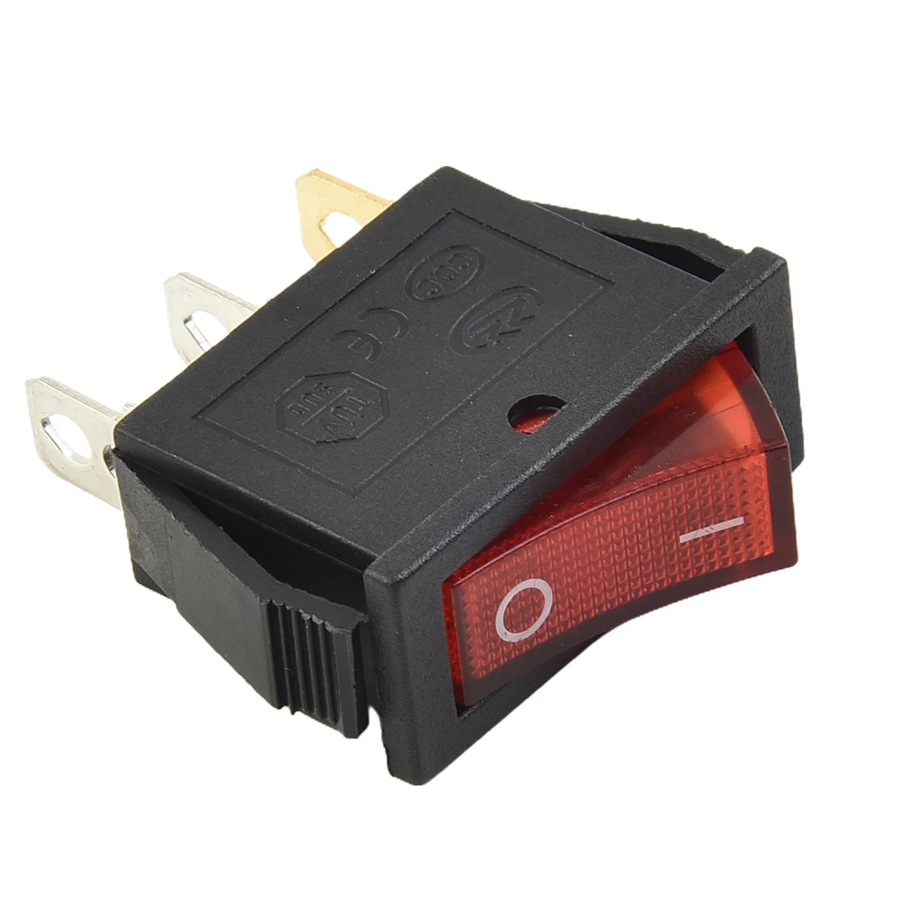 For Household Appliances Red With Light On-Off 3pin High Quality Plastic ON-OFF 3Pin SPST Slim Type With Push-In Terminals