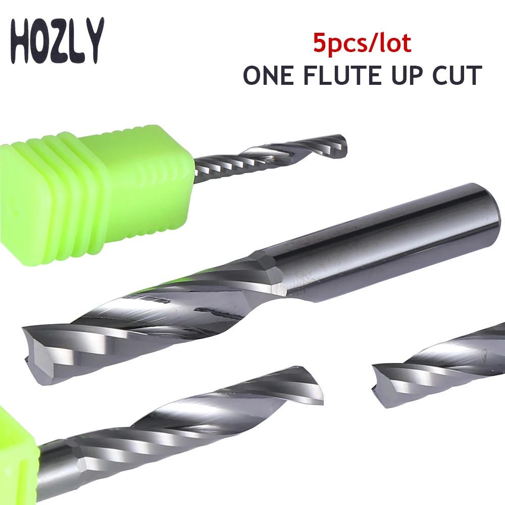 

5Pcs 3.175 4 5 6 8mm Single Flute Spiral Cutter 3A TOP CNC End Mill Carbide router bit For Acrylic PVC Wood MDF Milling Cutter