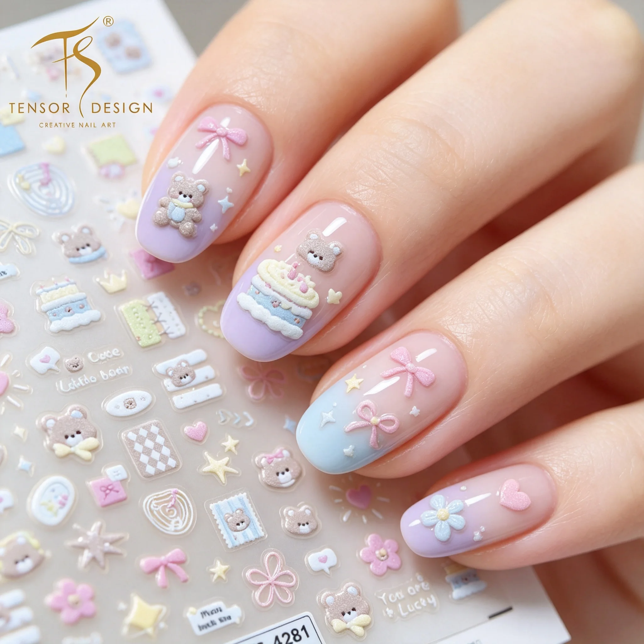 Nail Art Elegan - ملصقات أظافر ثلاثية الأبعاد من تينسر