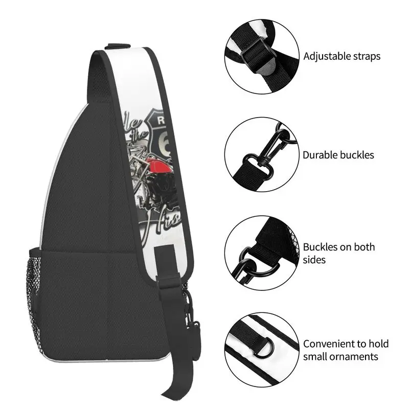 Mochila cruzada de viaje para hombre, bolso de hombro personalizado para el pecho y la carretera, mochila de viaje para motocicleta, mochila de día, Route 66