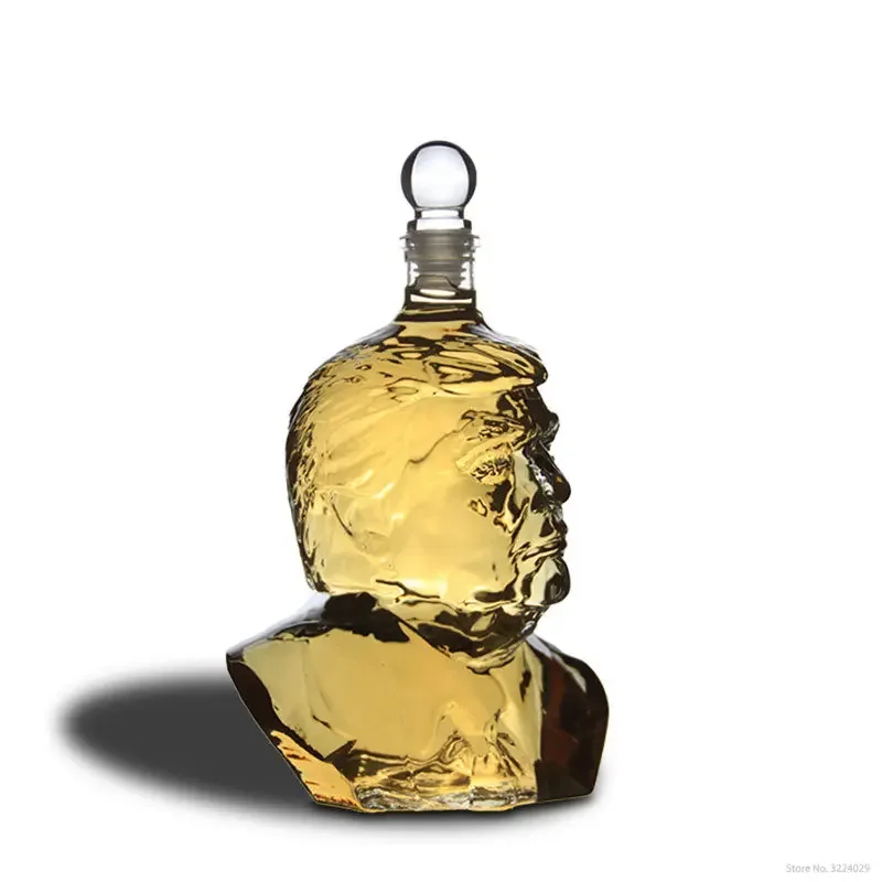 Novelty Trump head shaped design barware lead-free whiskey decanter for Liquor Scotch Bourbon