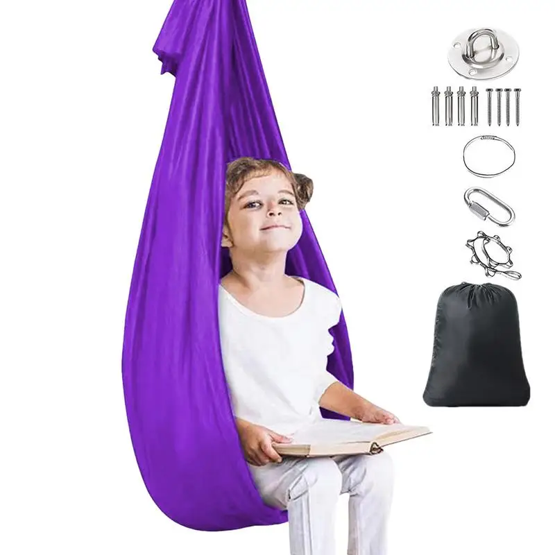 Kinder Hangmat Schommel Draagbare Schommel Hangmat Stoel Elastische Sensorische Camping Yoga Hangmat Schommel Voor Kinderen Volwassenen Indoor Outdoor Speelgoed