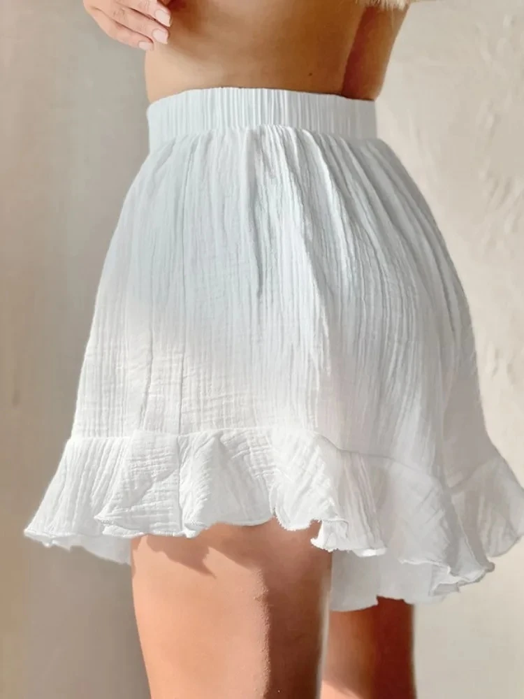 Top De manga larga, pantalones cortos holgados, conjuntos De 2 piezas, trajes para Mujer, Cinjunto De Dos blanco, conjunto De cinturón para Mujer, 2 Pièces Été