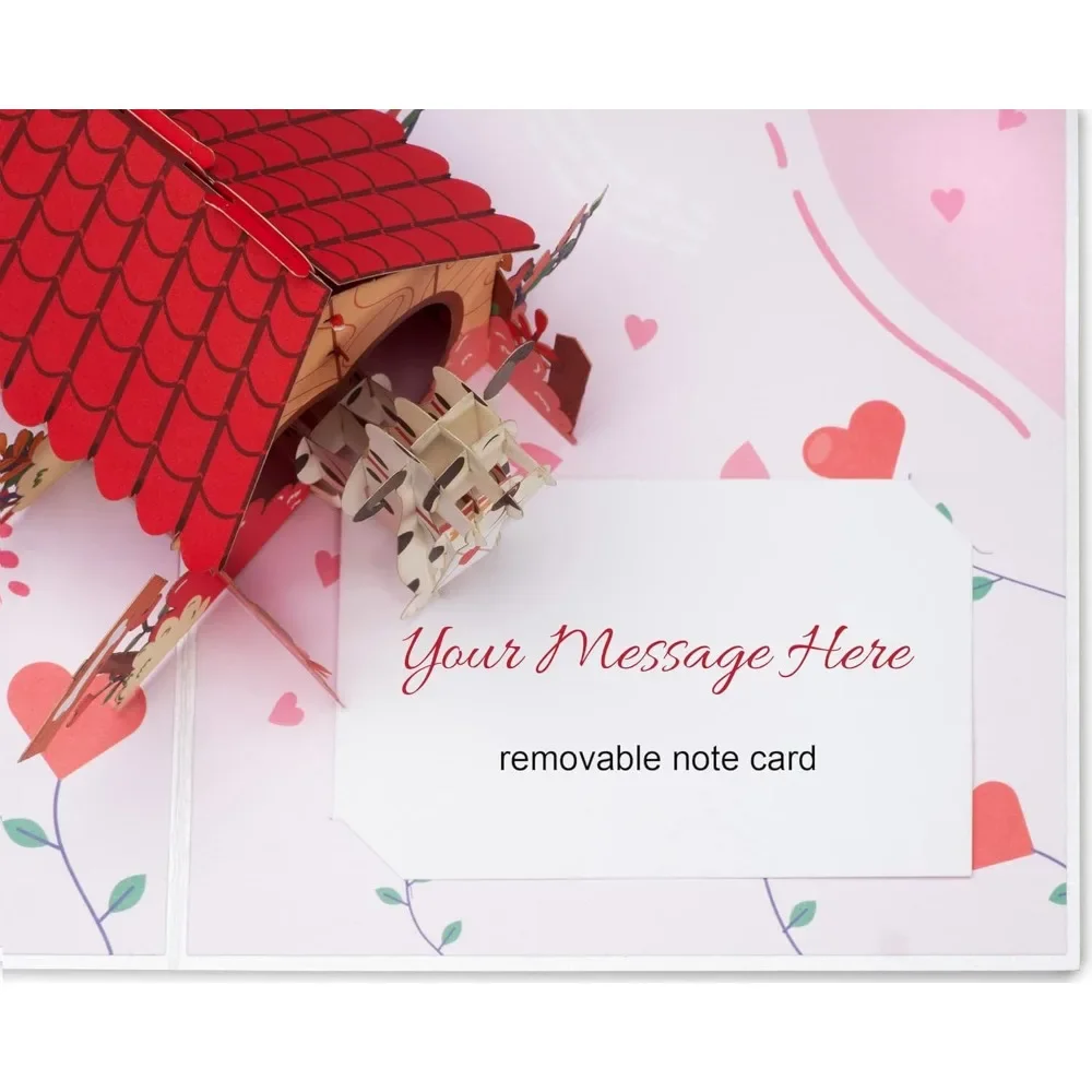 3D Dog House Pop Up Card, For Valentines Day, Birthday, Mothers Day, Adults or Kids, All Occasions