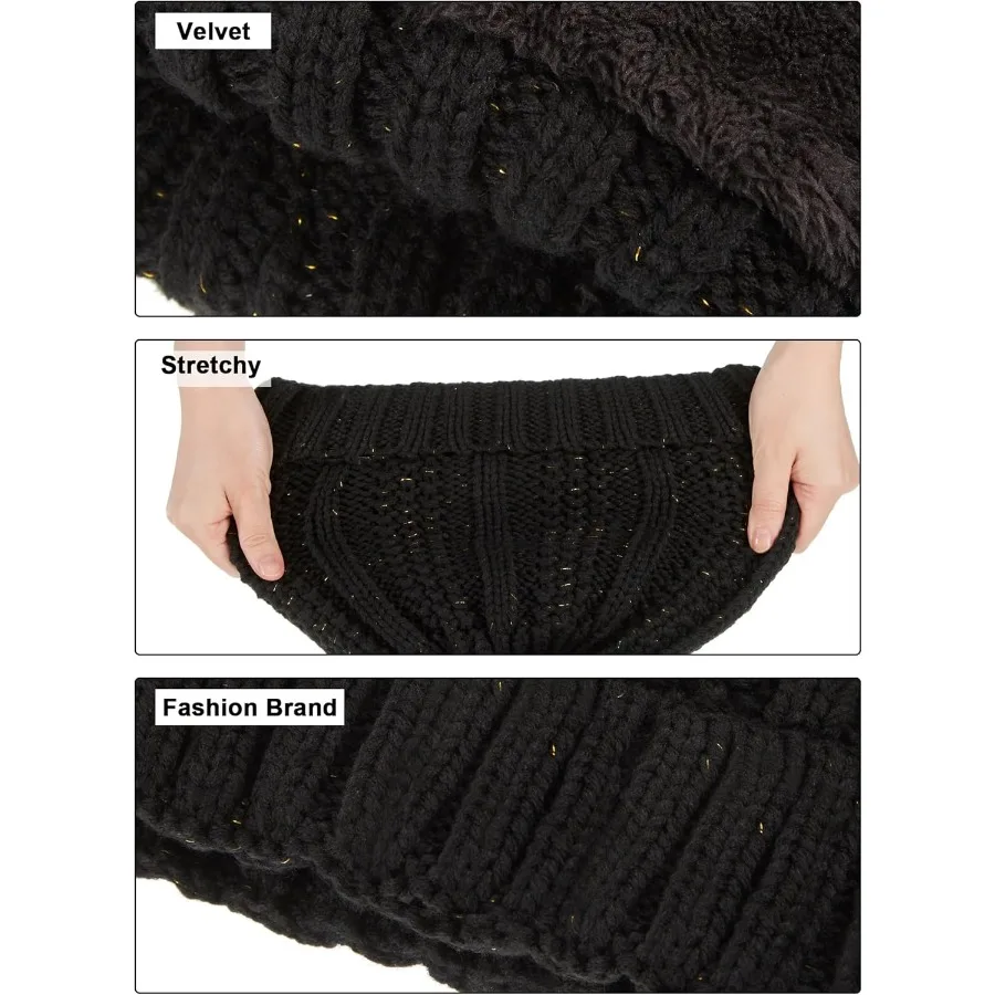 Set di guanti sciarpa per cappello invernale da 5 pezzi con fodera in pile per la stagione fredda: guanti caldi per touch screen e paraorecchie per cappello a cuffia lavorato a maglia