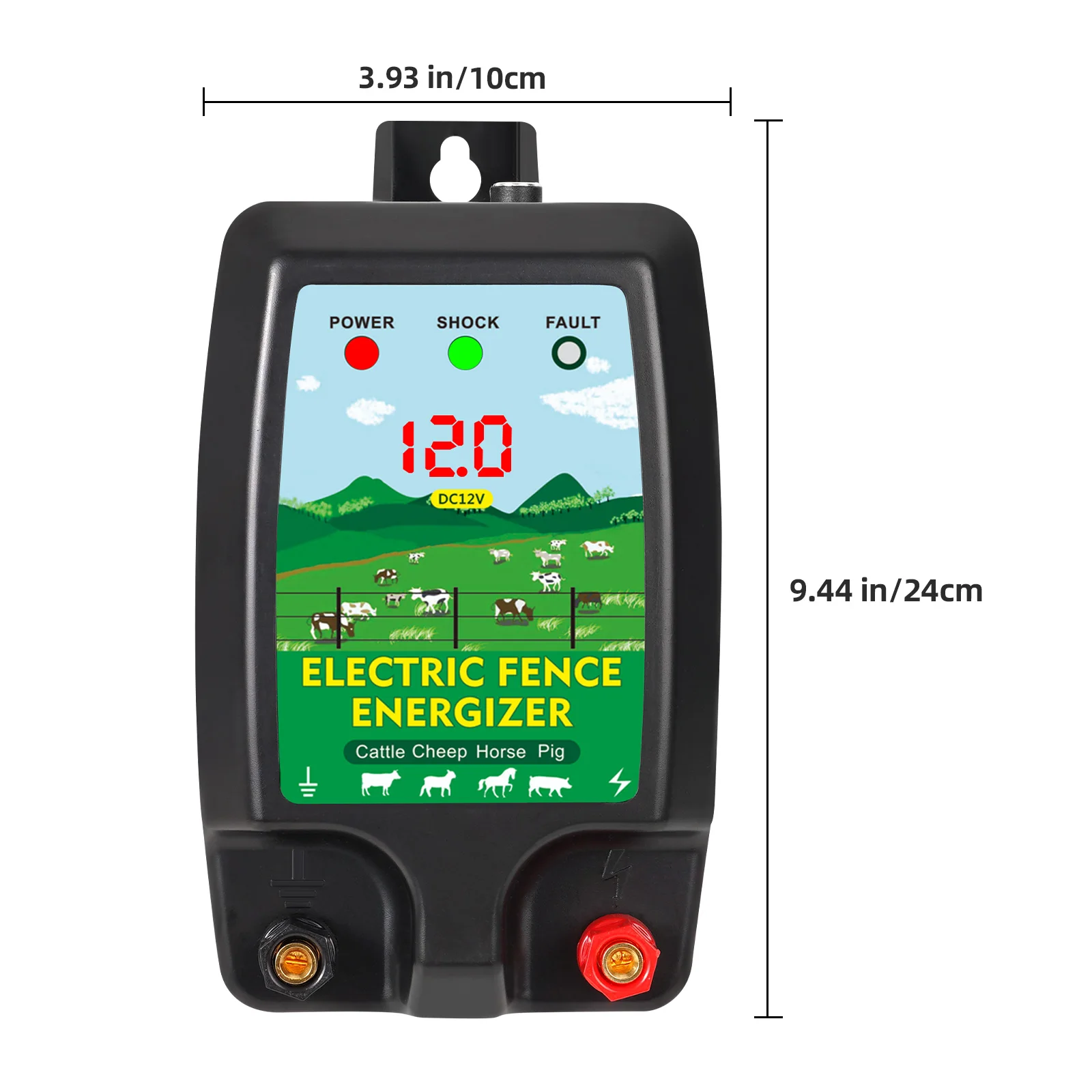 Imagem -06 - Electric Energizer Fence com Display Lcd Digital Controlador de Pulso de Alta Tensão para Gado Ovelha Cavalo Gado 10km