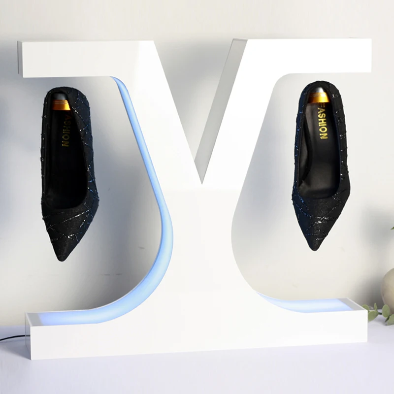 

Floating Shoe Rack Floor Standing Wall Cabinet Display Cabinet Acrylic Magnetic Levitation Shoe Display Stand