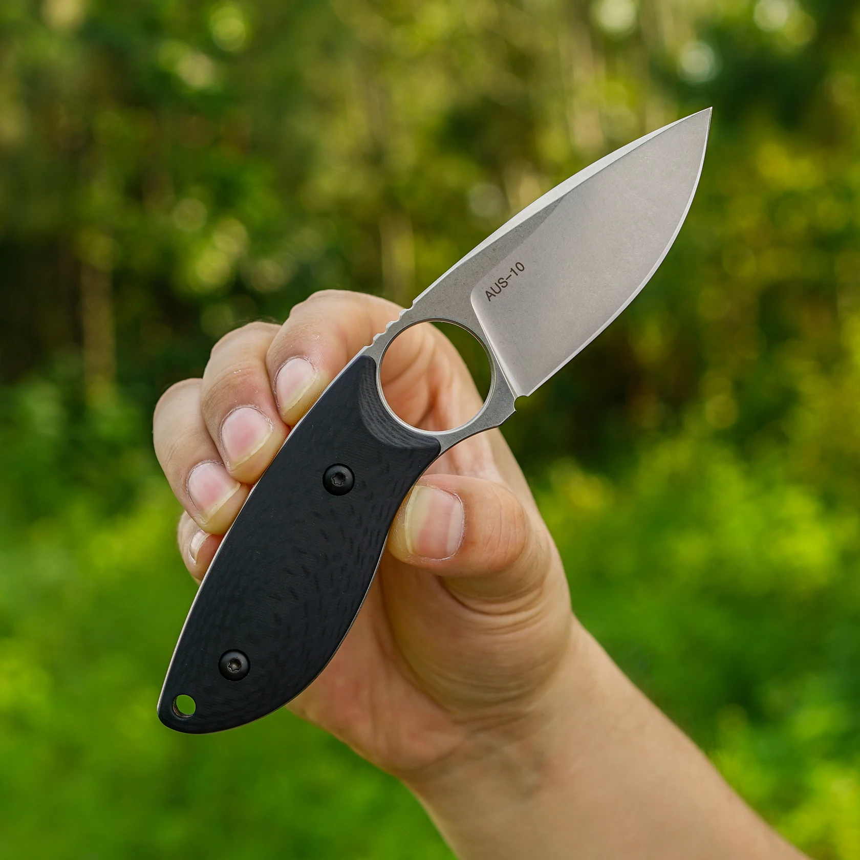 6.77in Small Fixed Blade Knife,AUS-10 Steel. handle made by fusing G10 and carbon fiber,with Kydex Sheath,Outdoor Hiking Camping - view 5