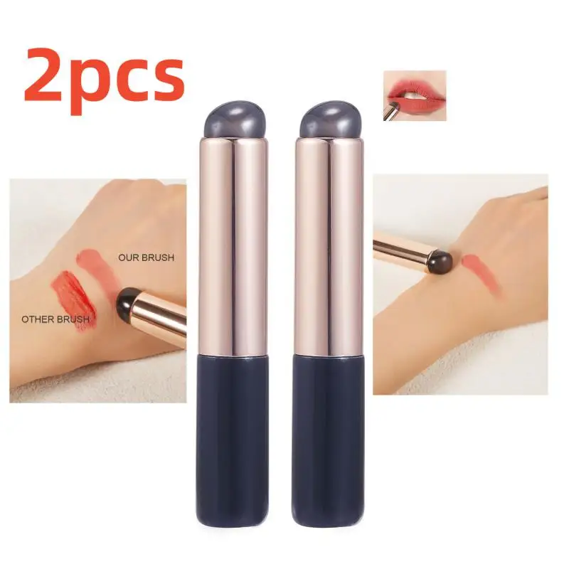 Ensemble de pinceaux en silicone pour anti-cernes, haute élasticité, pour rouge à lèvres, brillant à lèvres, 2 pièces