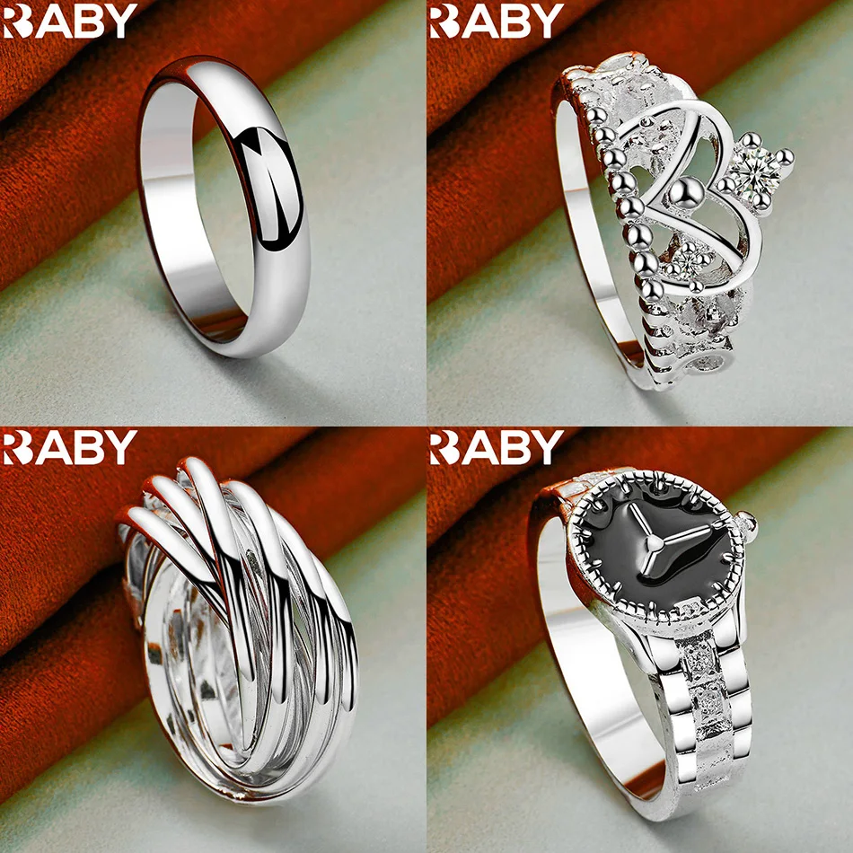 

URBABY 925 Sterling Silver Size 7-10 Zircons Ring For Women Men Fashion Jewelry Charm Grace Wedding Engagement Accessories