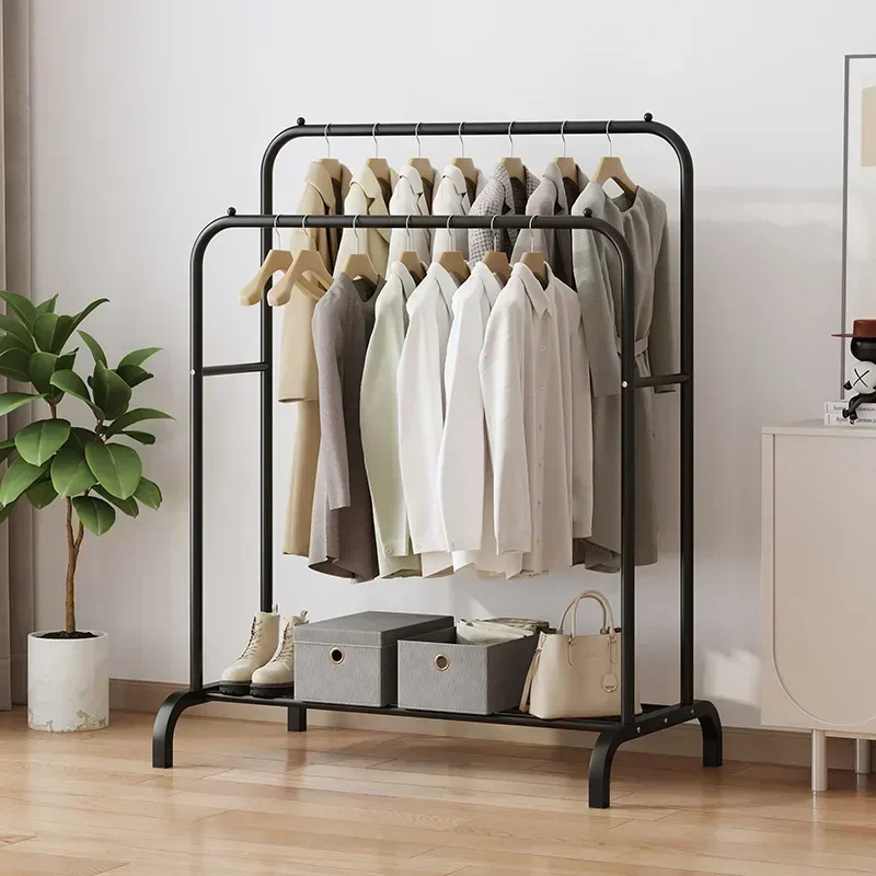 New model Hanging hanger Floor-to-ceiling high and low double-pole drying rack Storage shoe rack Household bedroom drying rack