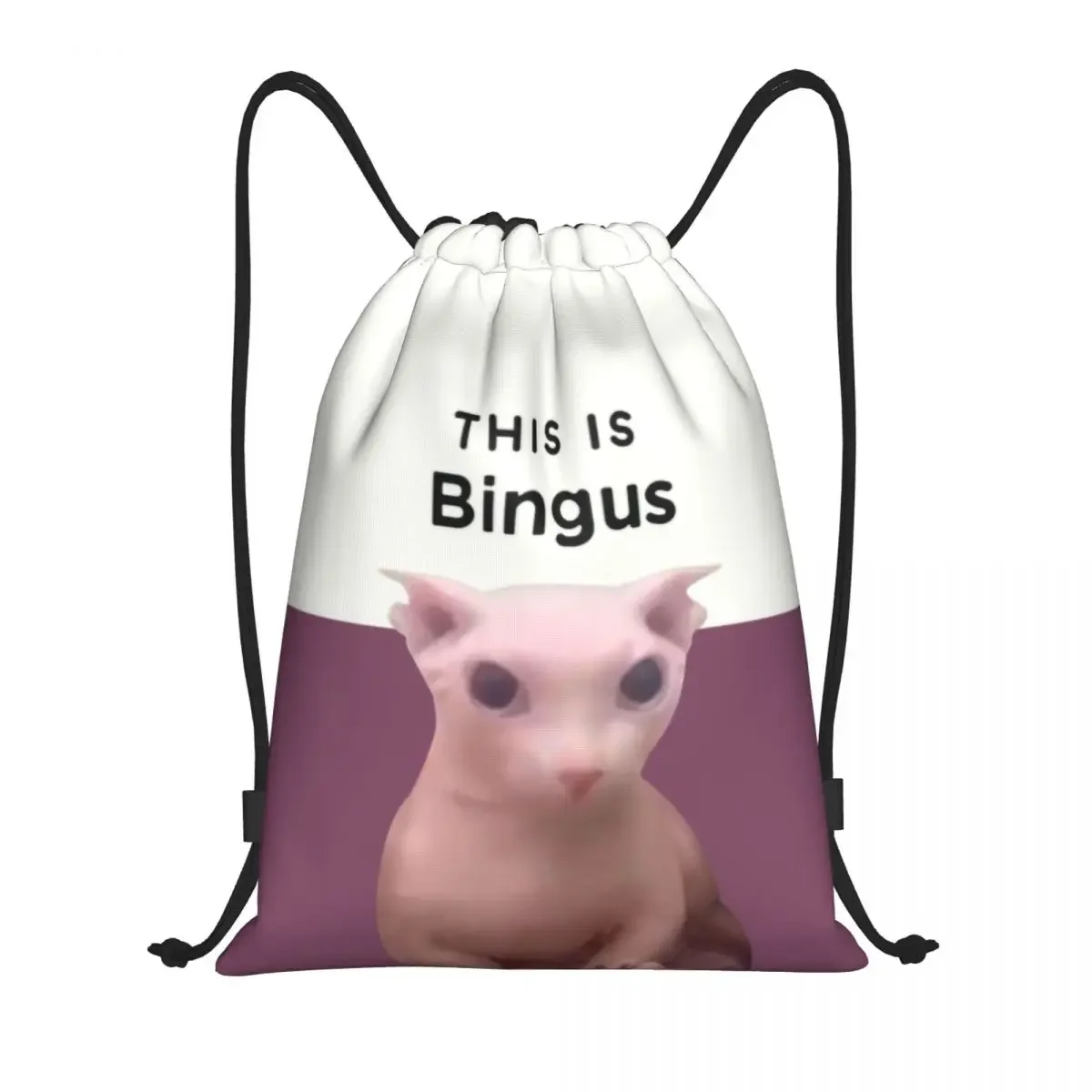 

This Is Bingus Drawstring Bags Men Women Portable Gym Sports Sackpack Kawaii Sphynx Cat Shopping Backpacks