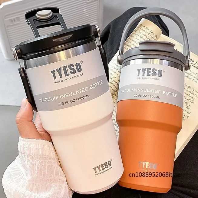 Tyeso 600ML Car Coffee Cup Stainless Steel Thermal Cup Tumbler for Outdoor Sports Vacuum Flask Keeps Cold and Heat Thermal Mug