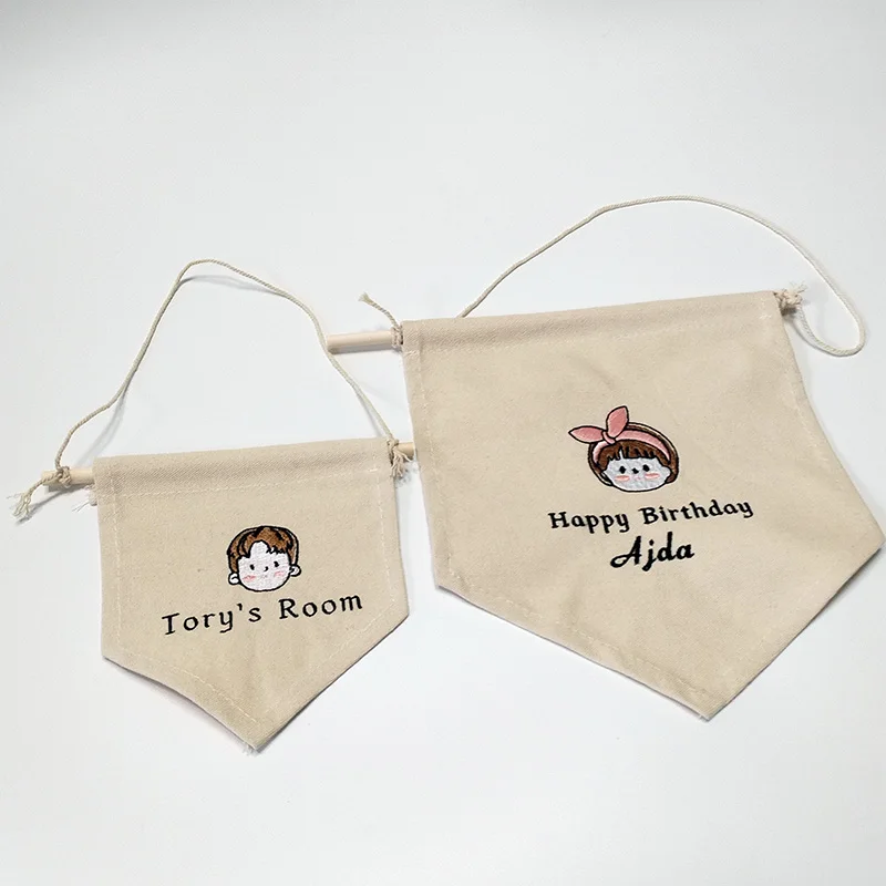 

Personalize Custom Embroidered Wall Mounted Display Pennant Hanging Flag Birthday Flag Party Flag Decoration Flag Kids Gift